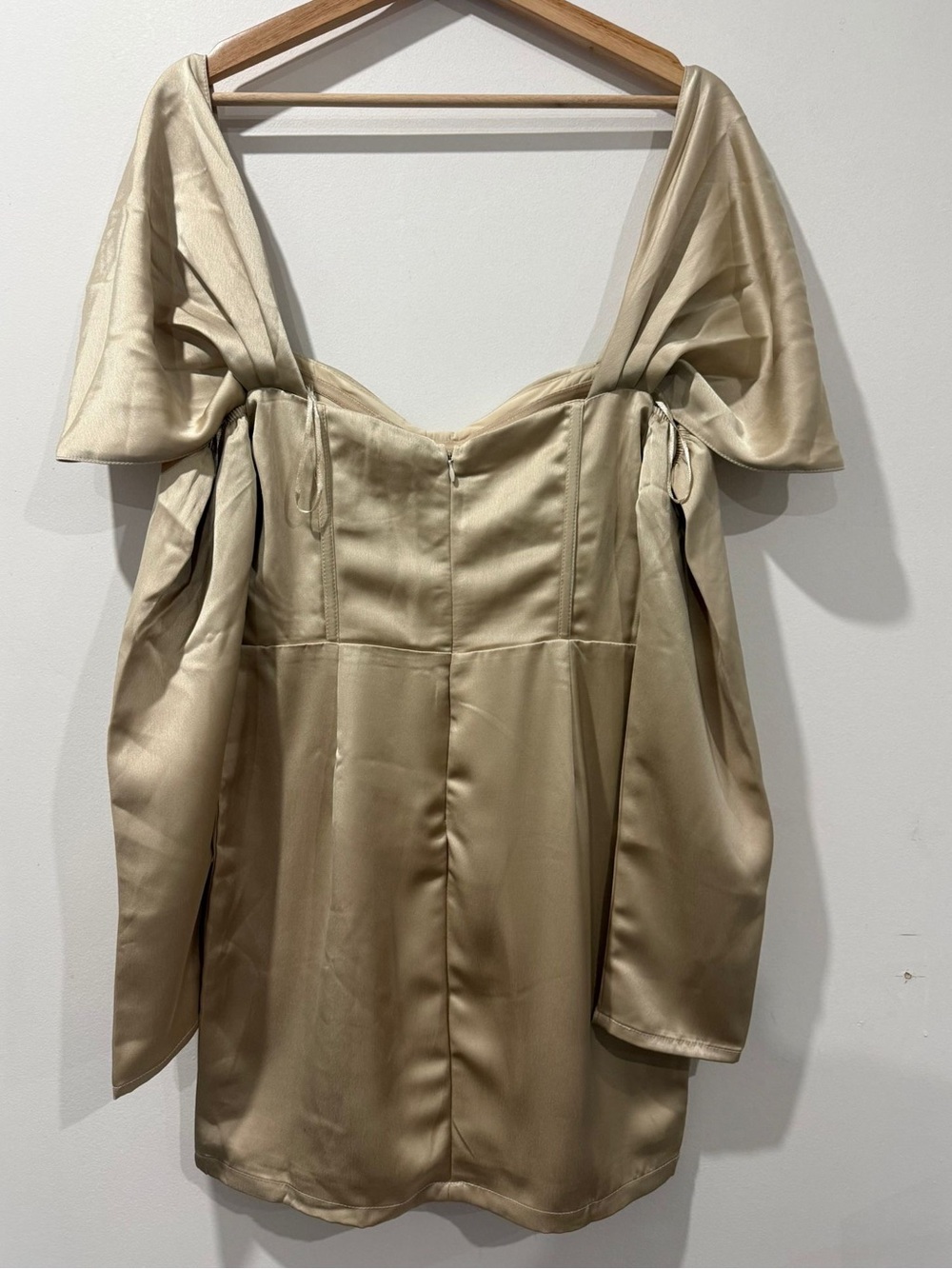 The Vintage Shop Champagne Satin Corset Mini Dress Size M - Picture 9 of 11